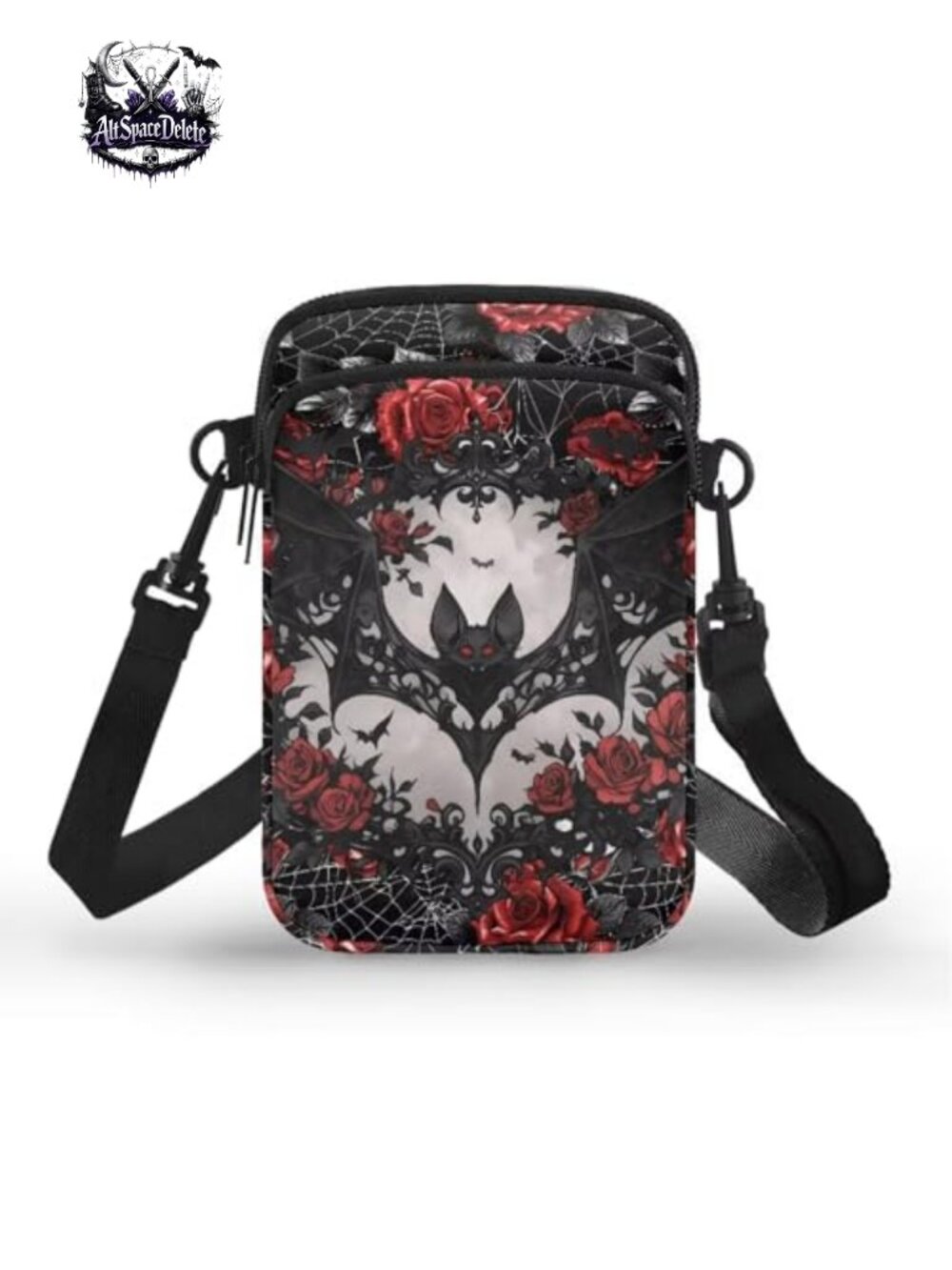Polyester Small Crossbody Bag Gothic Print Phone Purse Women